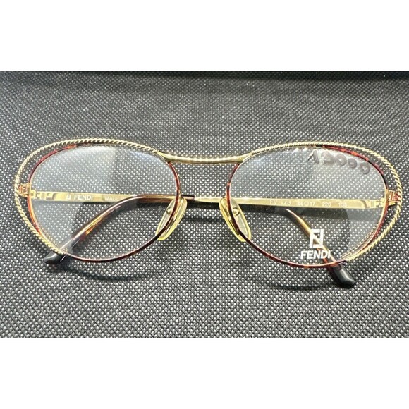 Vintage FENDI 80's Designer Gold Monogram Eyeglass Frame Mod FV 173 DEMO LENSES - Picture 1 of 15